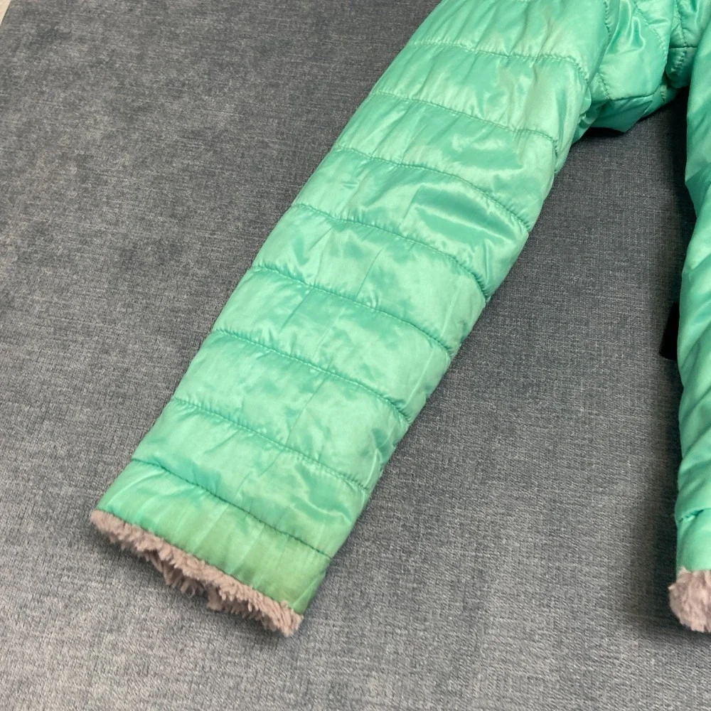 The North Face Mossbud Reversible Jacket Girls Medium 10/12 Aqua Green Full Zip